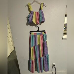 Colorful Striped Two-Piece Set